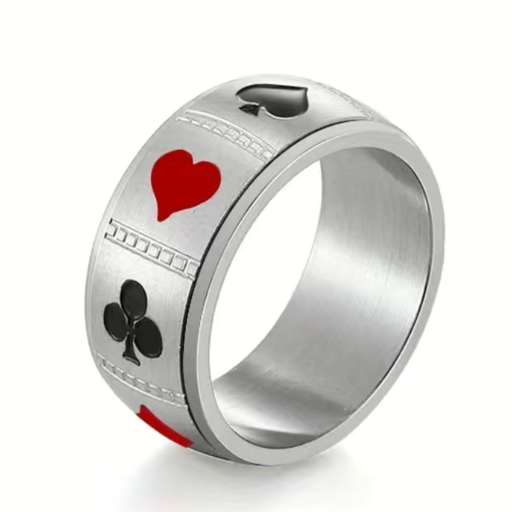 8mm spinner playing card stainless steel  spinner ring size 6 to 12 avai…
